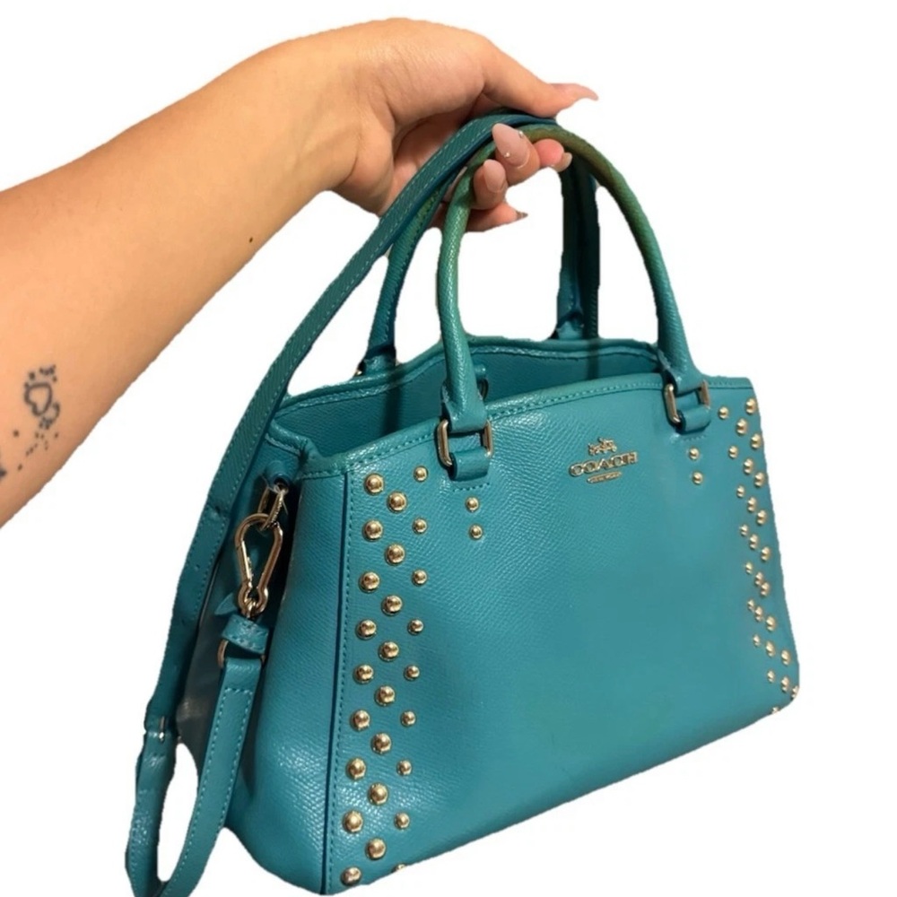 Coach Teal Leather Studded crossbody